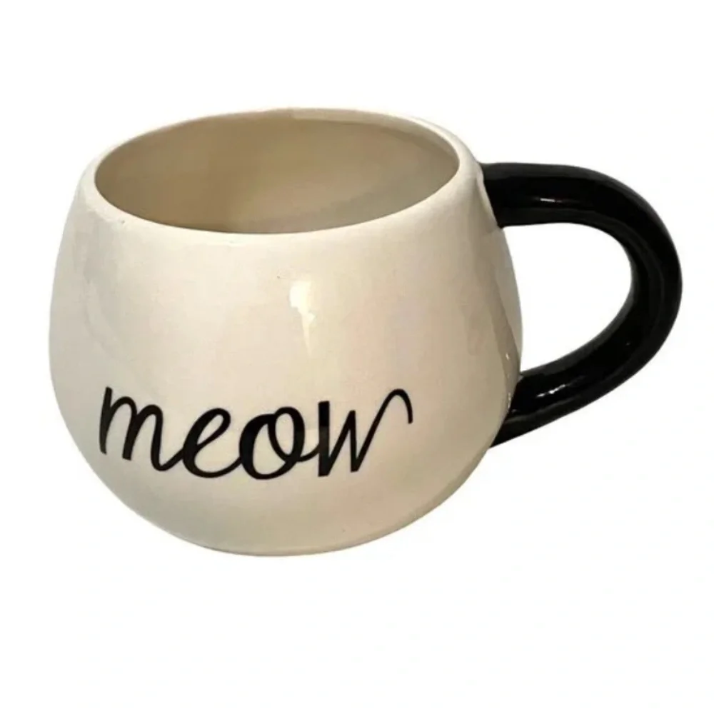 Cost Plus World Market Cream and Black Cat Bowl
